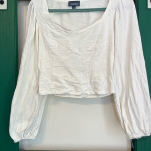 Modcloth White V-Neck Blouse